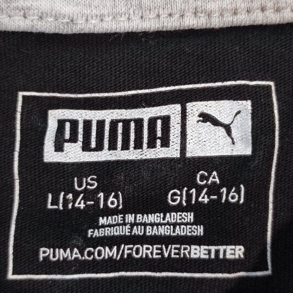Puma T-shirt boys size L (14-16) black & grey with silver graphic design - Picture 5 of 10